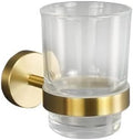 Gold Brushed Bathroom Accessories Hardware Set Towel Bar Rail Paper Holder Robe Hook Soap Dish Towel Hanger Shelf Toilet Brush,Single Towel Bar(Cup Holder)