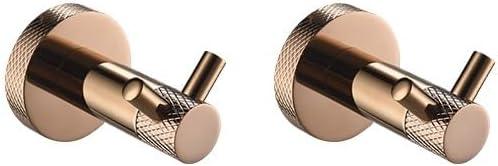 Rose Gold Wall-Mounted Stainless Steel Bath Towel Rack Toilet Paper Holder Towel Bar Robe Hook Cup Holder Bathroom Accessories(2 PCS Double Hook)