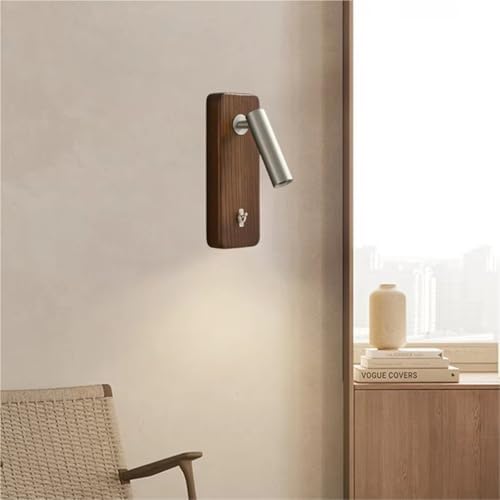 with Switch Wall Lamp Gold Silver Brass Wooden Lighting Fixtures for Bedroom Reading Hotel Office,Modern,Gold H22.5cm-Natural Light
