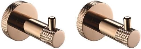 Rose Gold Wall-Mounted Stainless Steel Bath Towel Rack Toilet Paper Holder Towel Bar Robe Hook Cup Holder Bathroom Accessories(2 PCS Robe Hook)