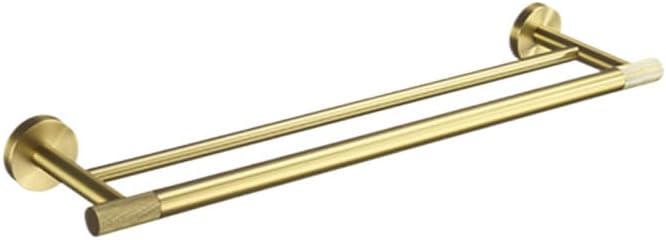 Brushed Gold Brass Bathroom Accessories Set - Hand Towel Bar, Double Towel Rack, Toilet Paper Holder, Robe Hook - Elegant Wall-Mounted Fixtures for Contemporary Home Decor