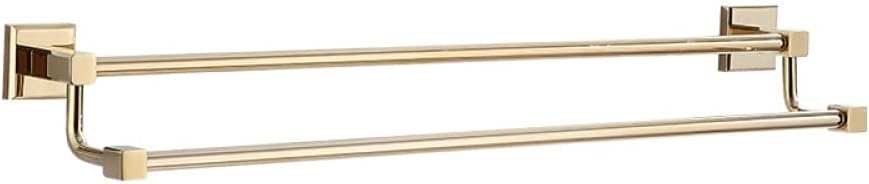 Wall Mounted Towel Bar Rack，Luxury Gold Brass Bathroom Towel Rack Toilet Paper Holder Toilet Brush Holder Multi-Hook Towel Bar Soap Dish - Elegant Bathroom Accessories Set(Double Rod)