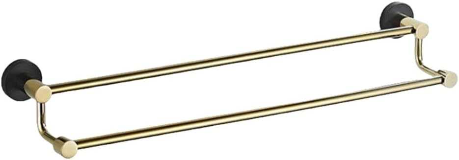 Bathroom Hardware Fixture Set, Towel Bar, Bathroom Towel Rack, Toilet Brush, Toilet Paper Holder, Robe Hooks, Towel Ring (Gold),Double Bars