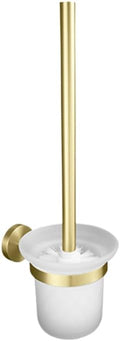 Brushed Gold Brass Bathroom Accessories Set - Hand Towel Bar, Toilet Paper Holder, Robe Hook & Brush Holder - Stylish Wall-Mounted Modern Decor with Knurled Finish