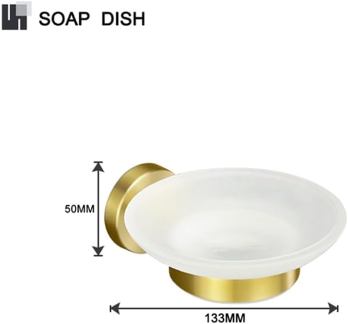 Brushed Gold Brass Bathroom Accessory Set - Towel Bar, Toilet Paper Holder, Robe Hook, Soap Dish - Modern Wall-Mounted Knurling Design for Elegant Home Decor