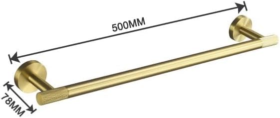 Brushed Gold Brass Knurling Wall Mount Bathroom Accessories Set Hand Towel Bar Rack Toilet Roll Paper Holder Robe Hook Hanger(Single Towel Bar)