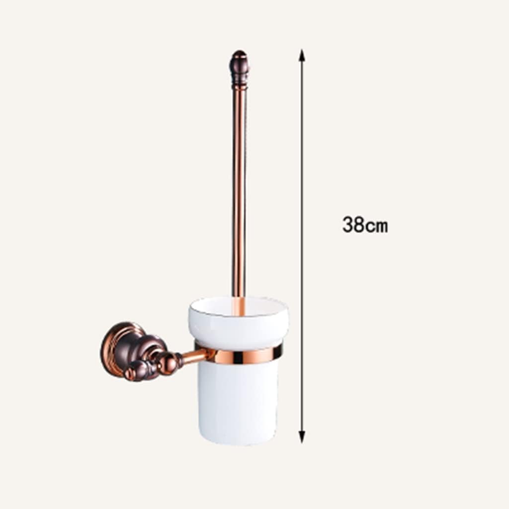 Bathroom Hardware Set Brown Bronze Rose Gold Towel Rack Set Towel Bar Toilet Paper Holder Towel Ring Wall Mounted Bathroom Accessories Kit Wall Mounted,Single Glass(Toilet Brush)