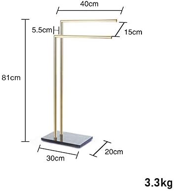 Modern Brass Double L Shape Towel Rack with Marble Base for Bathroom and Kitchen Freestanding Towel Holder Stand for Hand and Bath Towels 80 cm Height
