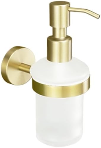 Brushed Gold Brass Bathroom Accessories Set - Hand Towel Bar, Toilet Paper Holder, Robe Hook, Soap Dispenser - Elegant Wall-Mounted Design for Modern Bathroom Decor