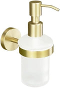 Brushed Gold Brass Bathroom Accessories Set - Hand Towel Bar, Toilet Paper Holder, Robe Hook, Soap Dispenser - Elegant Wall-Mounted Design for Modern Bathroom Decor