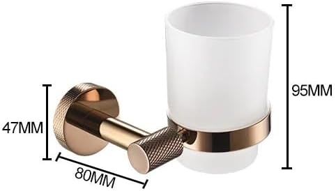 Rose Gold Wall-Mounted Stainless Steel Bath Towel Rack Toilet Paper Holder Towel Bar Robe Hook Cup Holder Bathroom Accessories(Cup Holder)