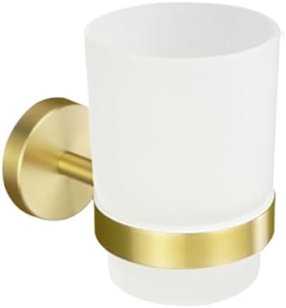 Elegant Brushed Gold Brass Bathroom Accessories Set - Towel Bar, Toilet Paper Holder, Robe Hook & Cup Holder - Stylish Knurled Design for Modern Home Décor