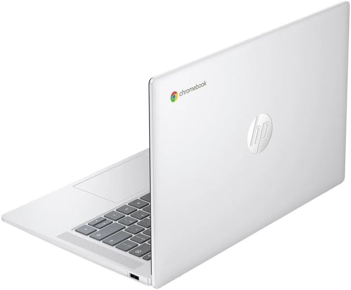 HP Chromebook 14' HD Laptop, Intel N200 Processor, 4GB LPDDR5 RAM, 128GB UFS, Chrome OS, Glacier Silver, Intel UHD Graphics, Bundle with TWE Mouse Pad