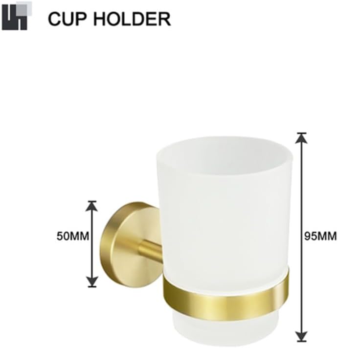 Elegant Brushed Gold Brass Bathroom Accessories Set - Towel Bar, Toilet Paper Holder, Robe Hook & Cup Holder - Stylish Knurled Design for Modern Home Décor