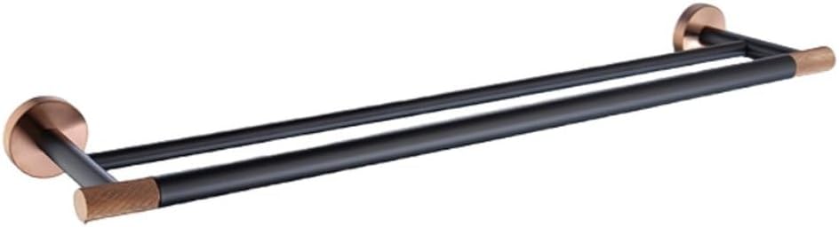 Rose Gold Black Stainless Steel Bath Towel Rack Paper Hook Robe Cup Toilet Brush Wall-Mounted Bathroom Accessories,Double Towel Bar