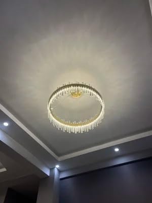 Diammble Oval LED Gold Silver Crystal Hanging Lamps Lustre Chandelier Lighting Suspension Luminaire Lampen for Foyer,Dining Light Fixtures