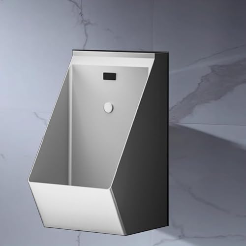 Wall Mounted Stainless Steel Urinal with Sensor, Commercial Anti-Odor Splash Design for Men's Restrooms, Durable and Hygienic Bathroom Urinal (Silver Finish)