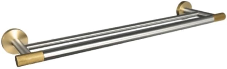 Stainless Steel Brushed and Gold Towel Bar Hook Toilet Paper Holder Toilet Brush Holder Towel Rails Racks Bathroom Accessories,Double Towel Bar
