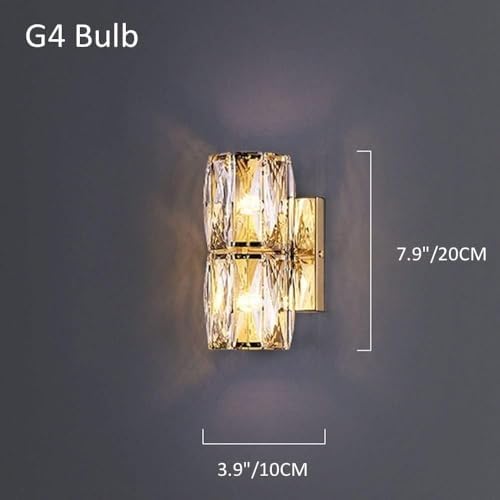 Luxury Gold Crystal Wall Lamp - Dimmable Stainless Steel Sconce, Anti-Rust Silver Fixture, Elegant 20CM Lighting Decor for Bathroom & Modern Spaces