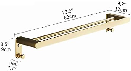 Towel Holder Double Bars Towel Racks with Hooks Bathroom Brushed Space Aluminum Towel Shelves Bath Wall Mount Towel Holder Towel Rack/Gold，