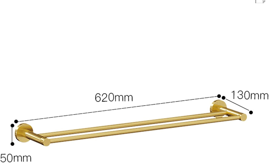 Towel Rack Self Adhesive Towel Hanger Wall Mounted Towel Bar Double-bar No Drilling Copper for Bathroom and Toilet,Gold Bathroom (Color : Black)