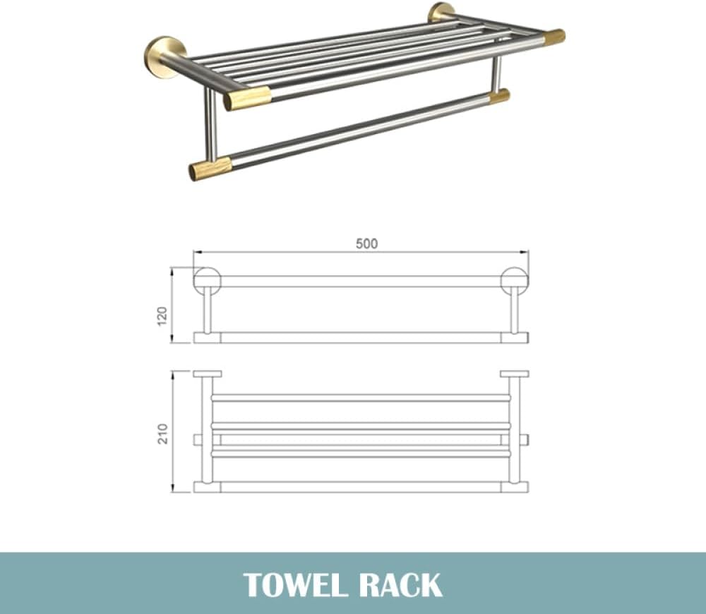 Stainless Steel Brushed and Gold Towel Bar Hook Toilet Paper Holder Toilet Brush Holder Towel Rails Racks Bathroom Accessories,Towel Rack