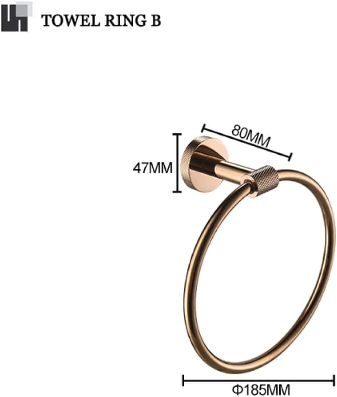 Rose Gold Wall Mount Shelf Toilet Bath Hardware Paper Holder Towel Bar Rack Rail Rod Robe Hook Hanger Bathroom Accessories Set,Single Towel Bar(Towel Hanger B)