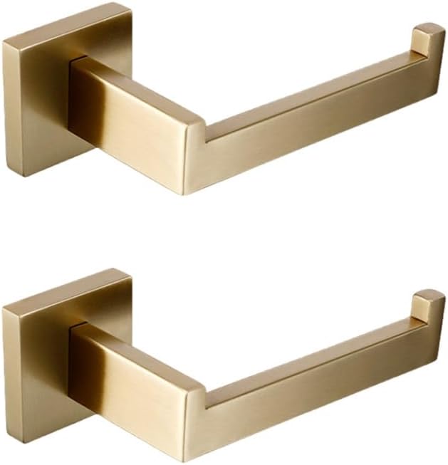 Matte Gold Towel Rack 304 Stainless Steel Towel Bar Double Towel Shelf Paper Holder Tissue Holder Toilet Brush Holder,Toilet Brush Holder,A (2 Tissue Holder A)