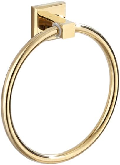 Wall Mounted Towel Bar Rack，Luxury Gold Brass Bathroom Towel Rack Toilet Paper Holder Toilet Brush Holder Multi-Hook Towel Bar Soap Dish - Elegant Bathroom Accessories Set(Towel Ring)