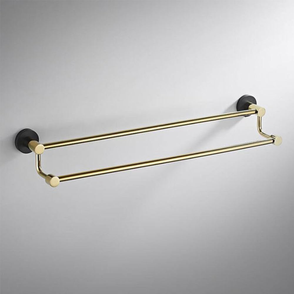 Bathroom Hardware Fixture Set, Towel Bar, Bathroom Towel Rack, Toilet Brush, Toilet Paper Holder, Robe Hooks, Towel Ring (Gold),Double Bars