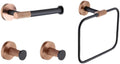 Rose Gold Matte Black Stainless Steel Bathroomardware Set Modernccessories foromeécor Towel Rack Toilet Paperolder Ring Brush Stylish Fixtures(4 Pieces Set D)