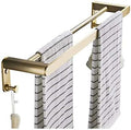Towel Holder Double Bars Towel Racks with Hooks Bathroom Brushed Space Aluminum Towel Shelves Bath Wall Mount Towel Holder Towel Rack/Gold，