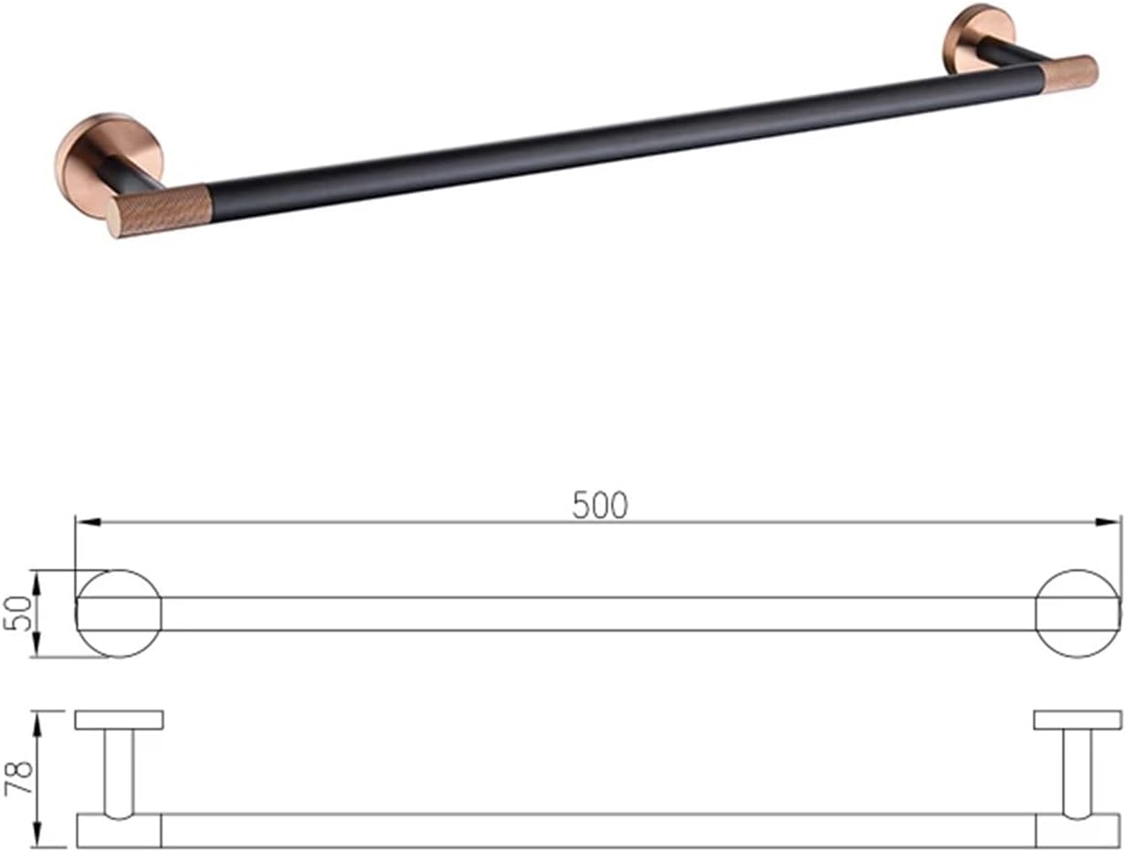 Black Rose Gold Wall Mount Stainless Steel Robe Hook Toilet Paper Holder Towel Bar Rack Cup Holder Bathroom Set(Single Towel Bar)