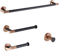 Rose Gold and Black Bathroom Accessories Hardware Towel Bar Rail Rack Toilet Paper Holder Towel Robe Hook Soap Dish Toilet Brush,4 Pieces Set