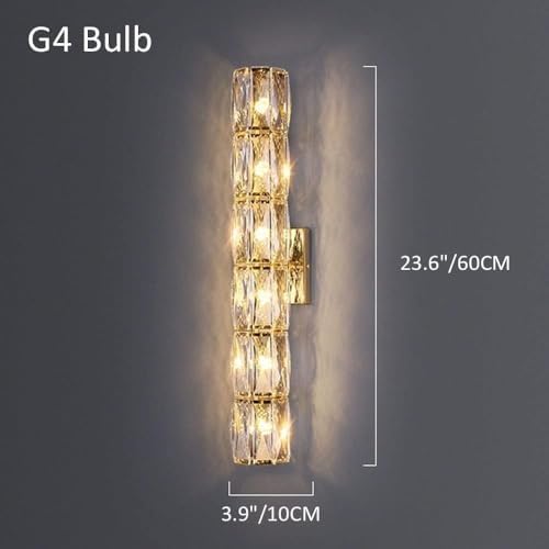 Dimmable Luxury Gold Crystal Wall Lamp - Elegant Stainless Steel Bathroom Sconce, Anti-Rust Silver Fixture, H-20CM Modern Lighting Decor for Stylish Spaces