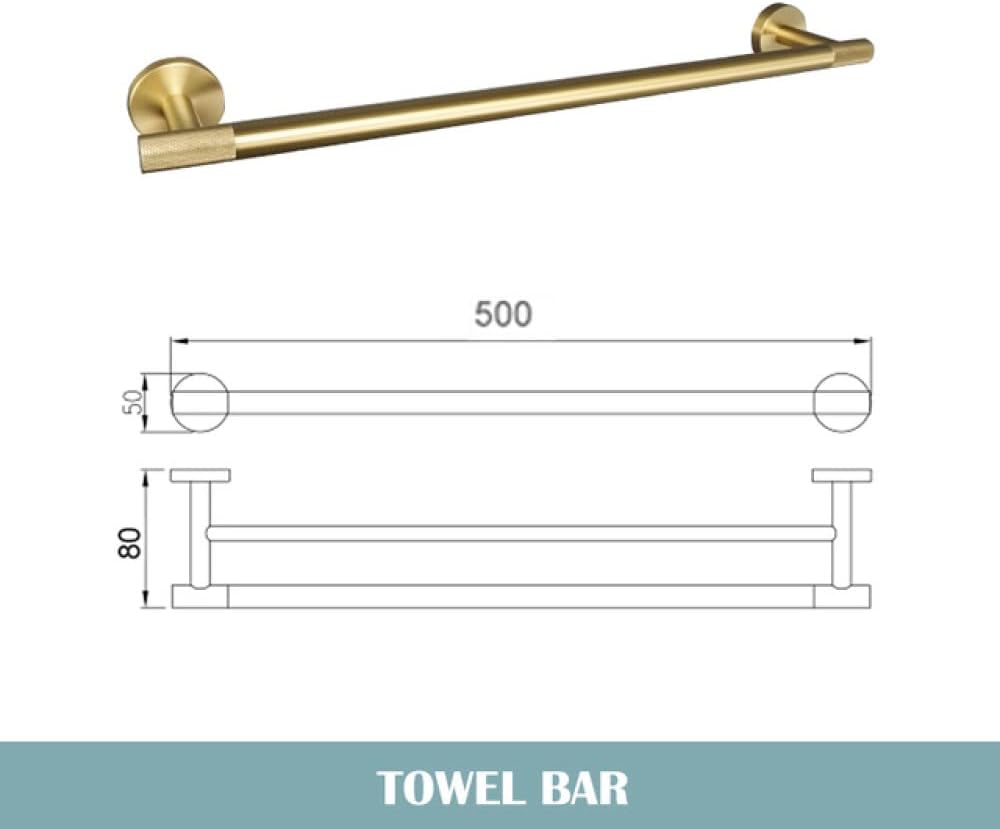 Gold Brushed Bathroom Accessories Hardware Set Towel Bar Rail Paper Holder Robe Hook Soap Dish Towel Hanger Shelf Toilet Brush,Single Towel Bar(Single Towel Bar)