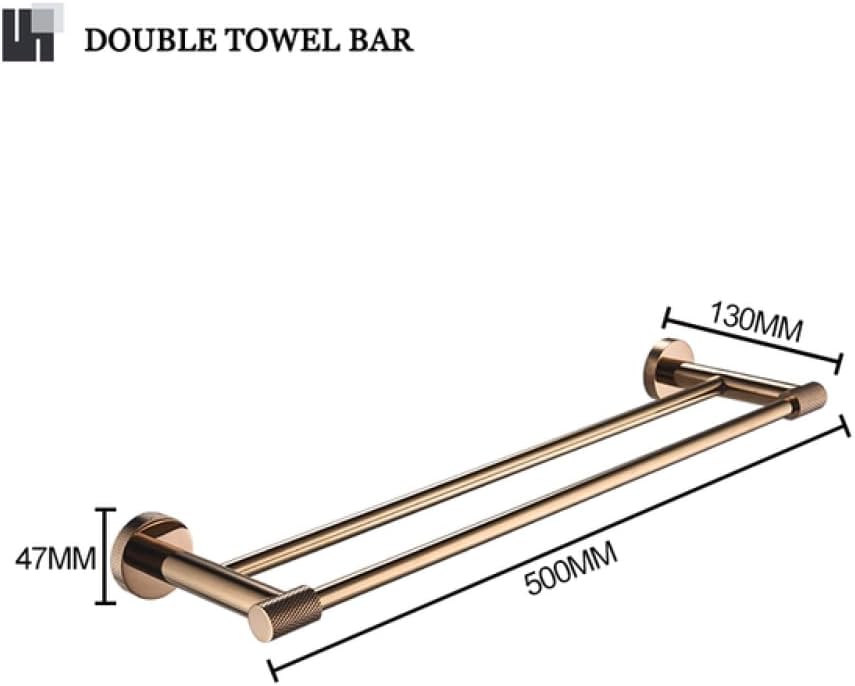 Rose Gold Wall Mount Shelf Toilet Bath Hardware Paper Holder Towel Bar Rack Rail Rod Robe Hook Hanger Bathroom Accessories Set,Single Towel Bar(Double Towel Bar)