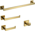 Brushed Gold Bathroom Accessories Hardware Towel Bar Rail Toilet Paper Holder Towel Rack Hook Soap Dish Toilet Brush,4 pcs Set