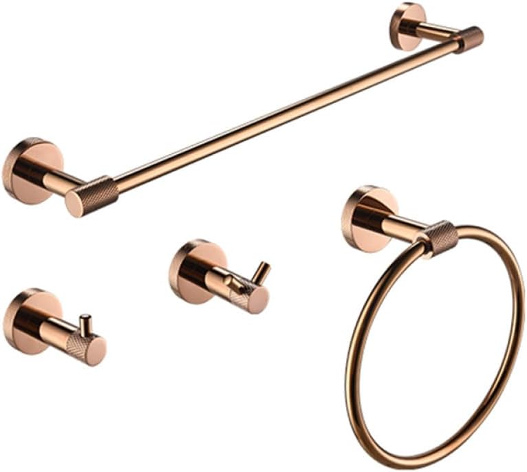 Rose Gold Stainless Steel Wall Hook Toilet Paper Holder Towel Bar Bathroom Accessories,4 Piece Set B