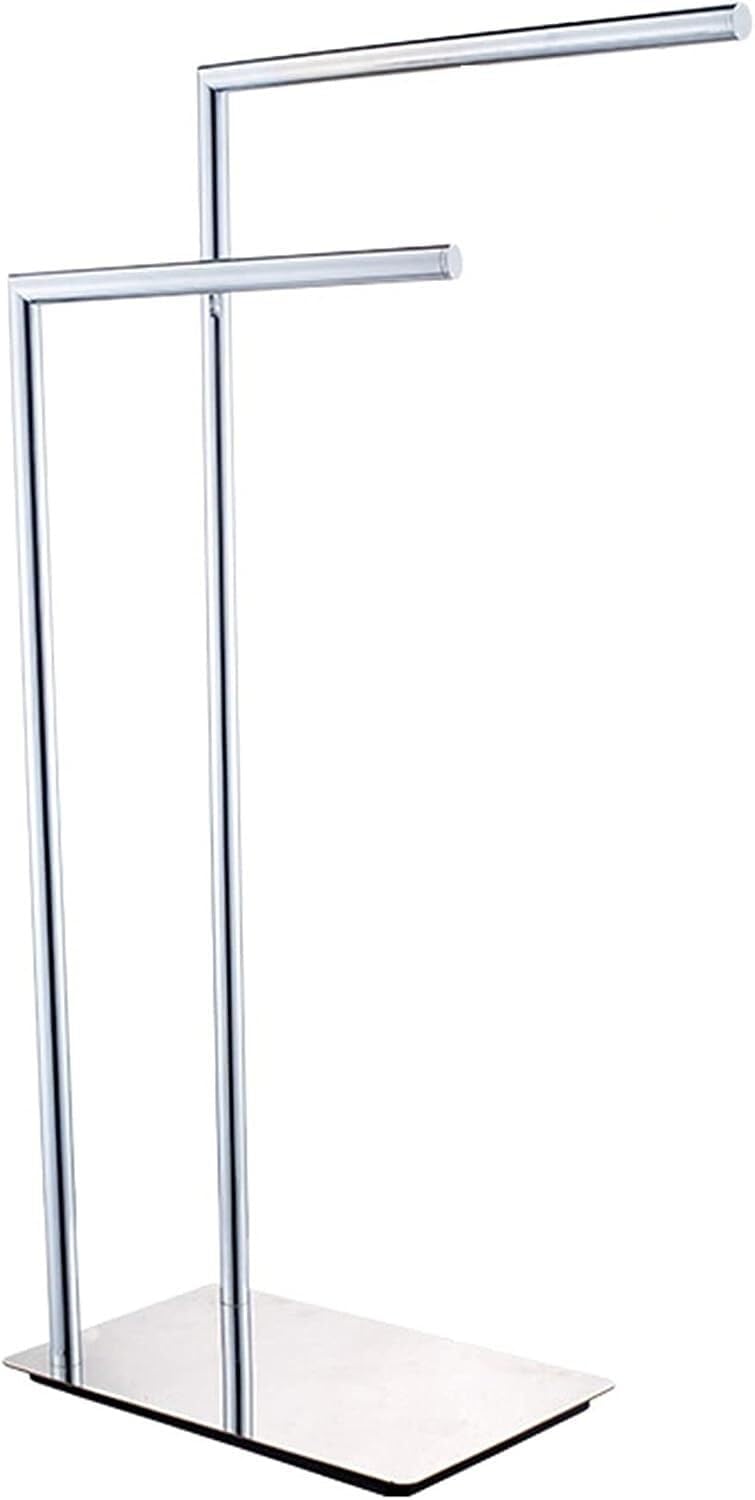 Standing Towel Rack, Freestanding Towel Rack, Towel Rack, Double Freestanding Towel Rack, Bathroom Accessories Chrome Plated Brass Freestanding Towel Rack (Silver)