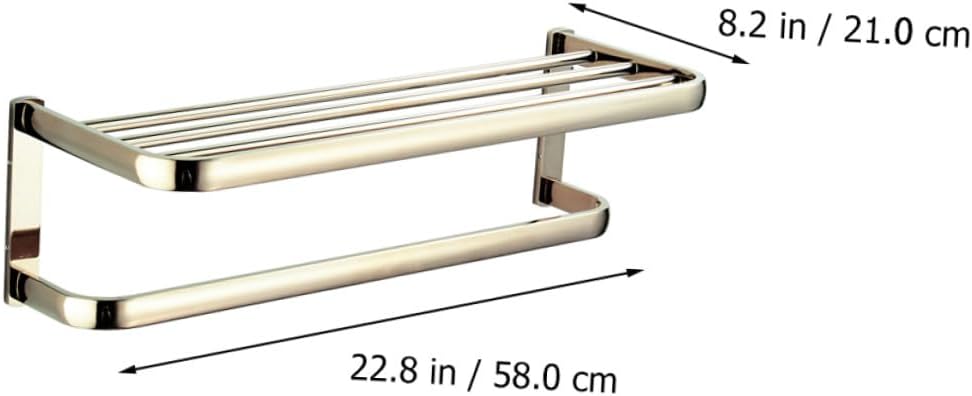 LIFKOME Brass Bathroom Towel Rack Wall-Mounted 58cm Gold Finish Towel Holder Storage Bar for Bath and Kitchen