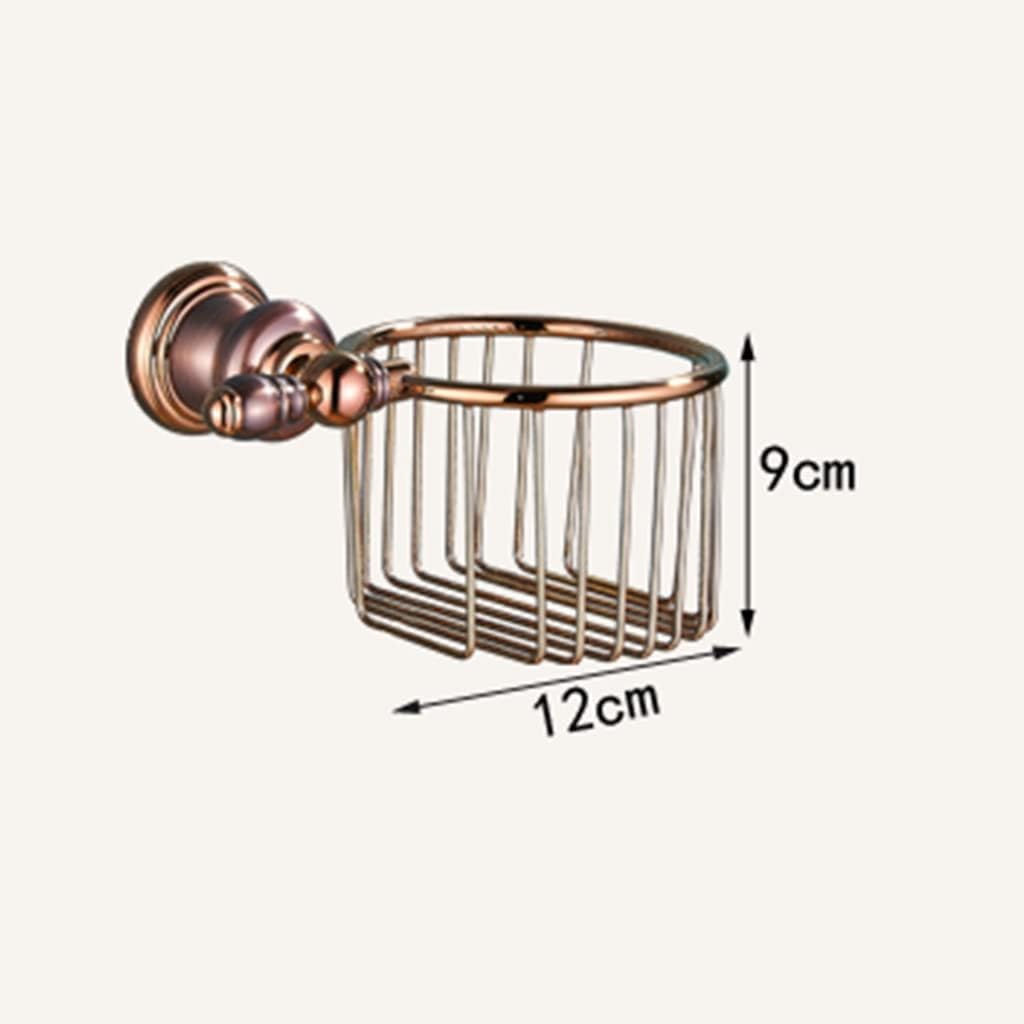 Bathroom Hardware Set Brown Bronze Rose Gold Towel Rack Set Towel Bar Toilet Paper Holder Towel Ring Wall Mounted Bathroom Accessories Kit Wall Mounted,Single Glass(Tissue Basket)