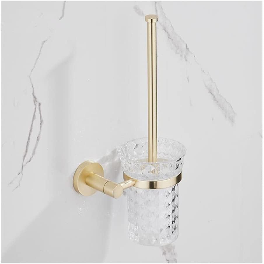 Gold Bathroom Accessories Set Towel Rail Shelf Hanger Paper Holder Toilet Brush Holder Bath Hardware Set Double Towel Rack for Bathroom and Kitchen,Toilet Brush Holder