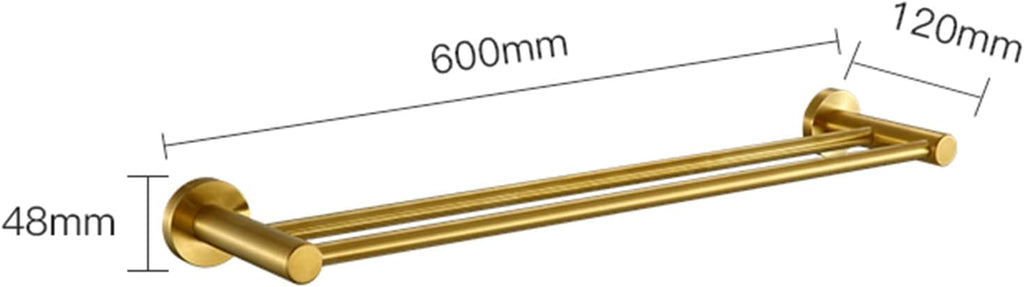 Towel Rack Stainless Steel Towel Hanger No Drilling Towel Holder Wall Mounted Self Adhesive Double bar for Bathroom Toilet,Gold Bathroom (Color : Black)
