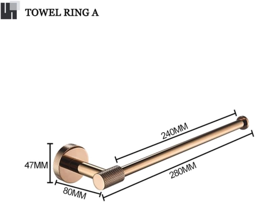 Rose Gold Wall Mount Shelf Toilet Bath Hardware Paper Holder Towel Bar Rack Rail Rod Robe Hook Hanger Bathroom Accessories Set,Single Towel Bar(Towel Hanger a)