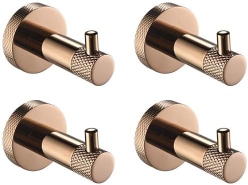 Glossy Rose Gold 304Stainless Steel Beautiful Wall Hook Toilet Paper Holder Towel Bar Bathroom Accessories(4 PCS Robe Hook)