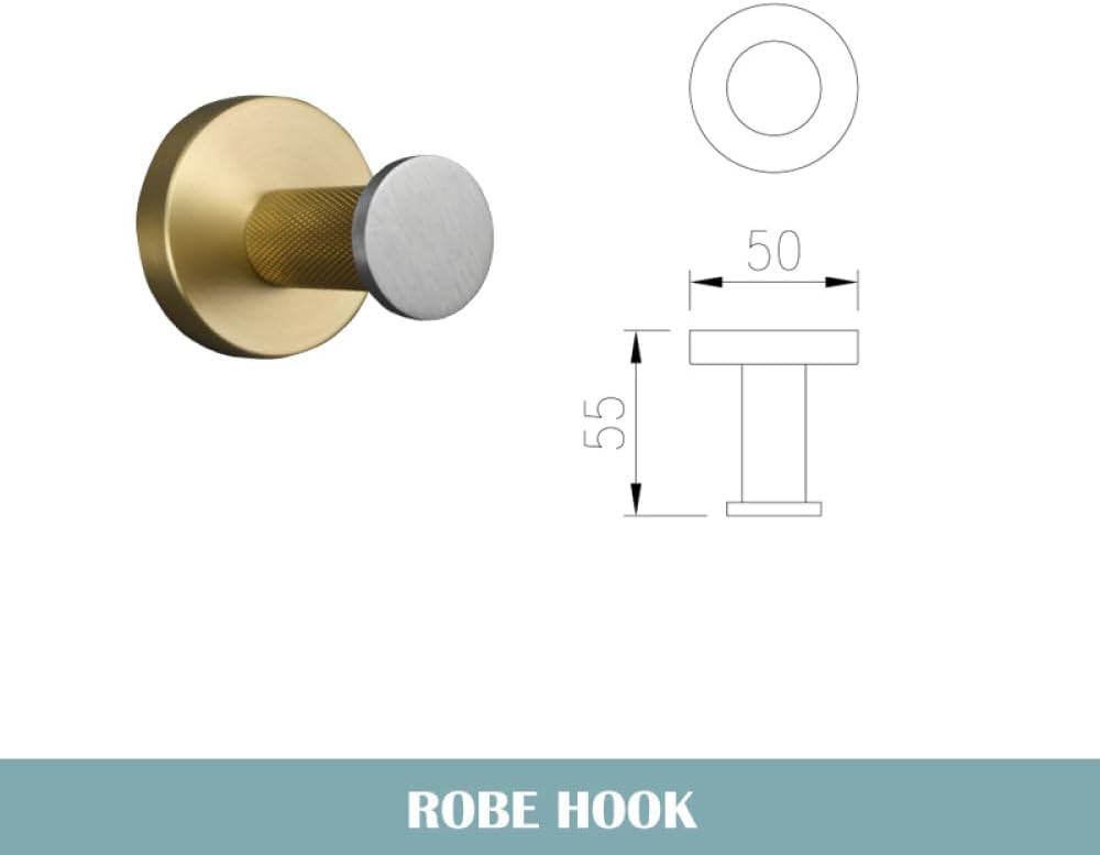 Stainless Steel Brushed and Gold Towel Bar Hook Toilet Paper Holder Toilet Brush Holder Towel Rails Racks Bathroom Accessories,4 PCS Robe Hook