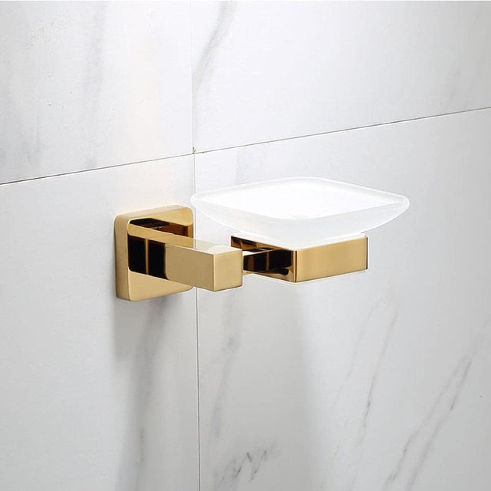 Wall Mounted Towel Bar Rack，Luxury Gold Brass Bathroom Towel Rack Toilet Paper Holder Toilet Brush Holder Multi-Hook Towel Bar Soap Dish - Elegant Bathroom Accessories Set(Soap Dish)