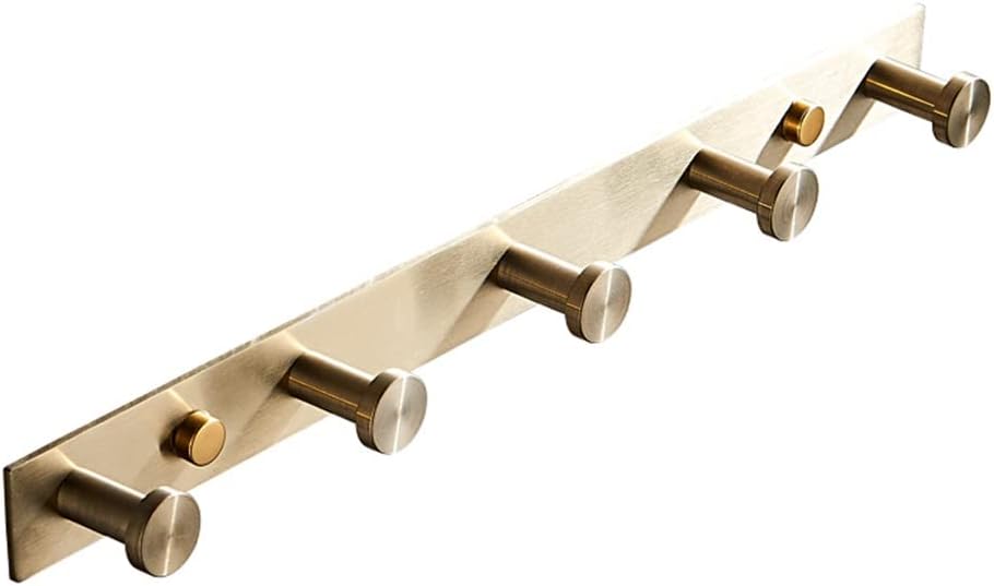 BTZHY Towel Rack Towel Rack Bathroom Hardware Set, Gold Towel Rack, Towel Bar, Towel, Toilet Paper Holder, Susbathroom Accessory Bathroom Hardware/Round Head 5 Hooks The New