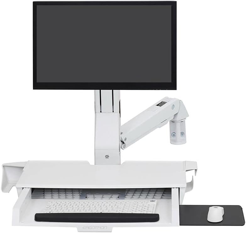 Ergotron StyleView Wall Mount for Monitor, Bar Code Scanner, Keyboard, Wrist Rest, Mouse - White - 1 Display(s) Supported24 Screen Support - 32 lb Load Capacity - 75 x 75, 100 x 100 VESA Standard